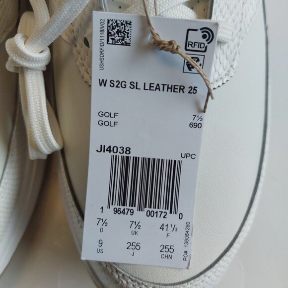 adidas Womens Size 9 S2G SL LEATHER 25 Spikeless Golf Shoes Off White Gold - Picture 6 of 9